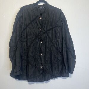 Vintage Maggie Barnes plus Sz 3X 26/28W Black Silk Blend Jacket Applique Artsy